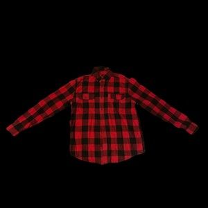 Black and red plaid button up